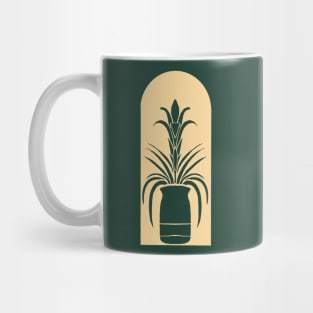 Bromeliad Block Print Green and Tan Mug